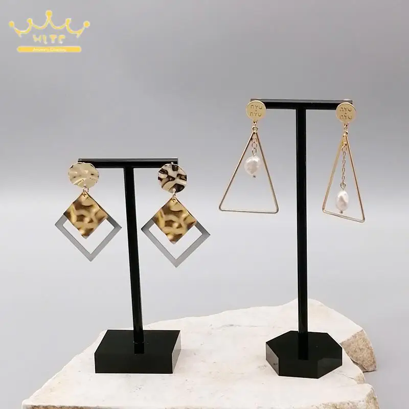 Acrylic T-Shaped Earring Display Stand Jewelry Counter Shooting Prop Transparent Black White Earring Display Stand