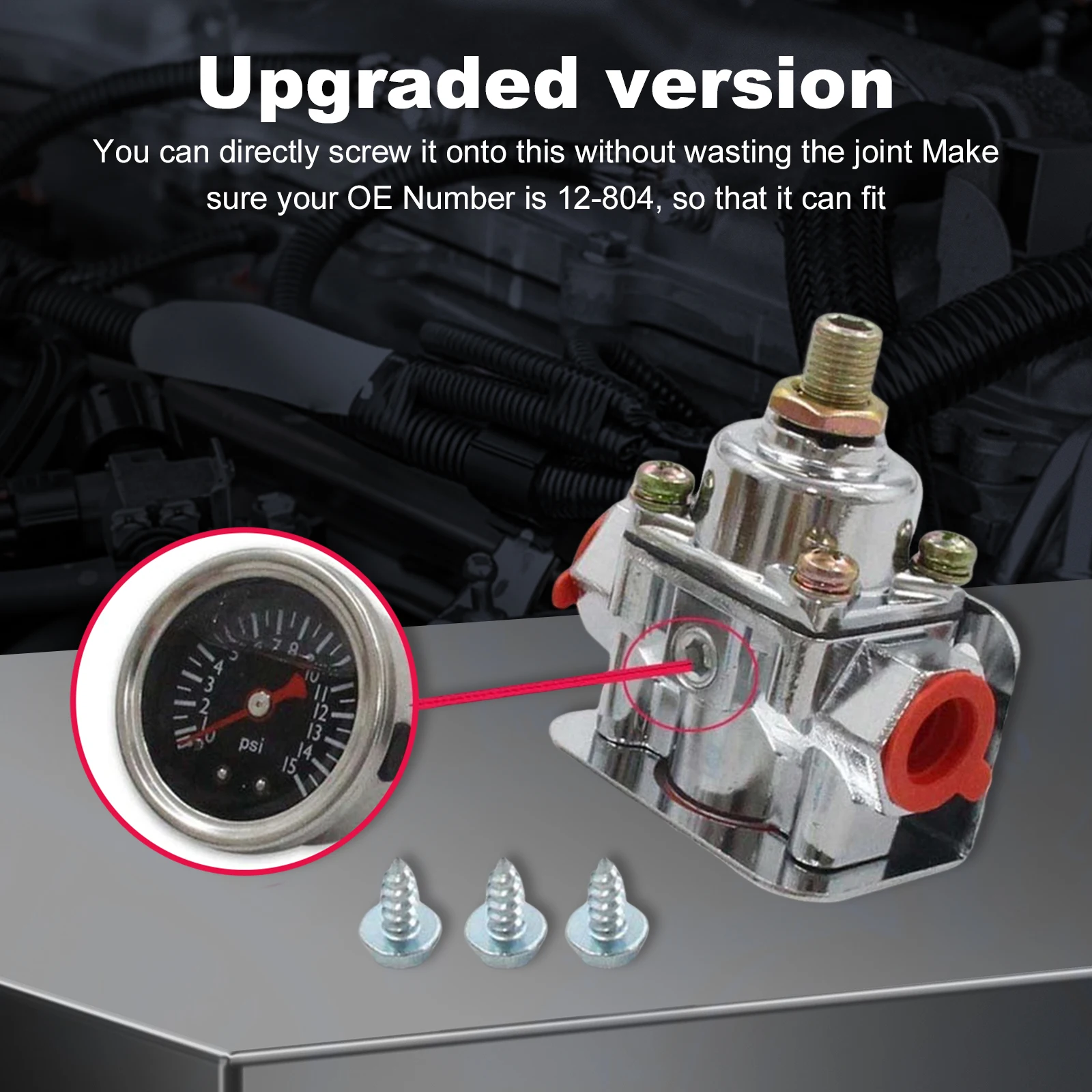 Adjustable Fuel Pressure Regulator Kit with Gauge Fuel Pressure Regulator Replacement for Carburetor Carb 1-4 PSI 12-804