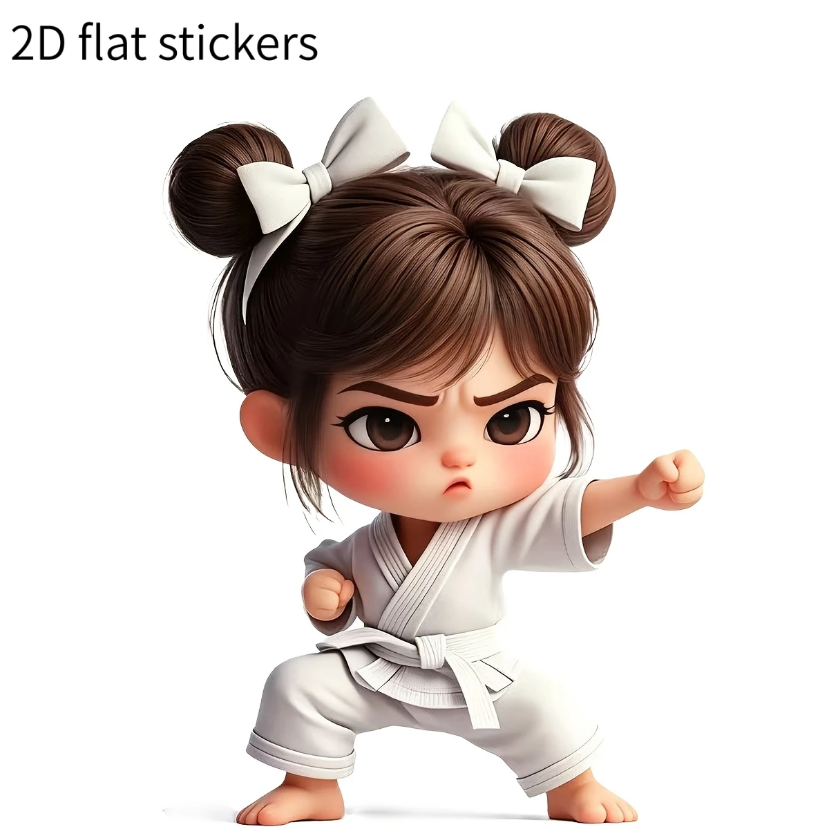 1Pc 2D Flat Taekwondo Girl Vinyl Sticker, Waterproof Decal For Car Motorcycle Laptop Wall Decor, Holiday Gift