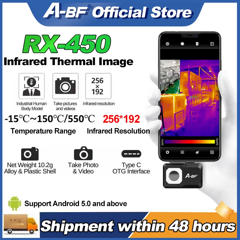 A-BF RX-450 Subsitute to InfiRay P2 cell Phone Thermal Camera Imager Infrared Night Vision for Phones Android Type C Interface