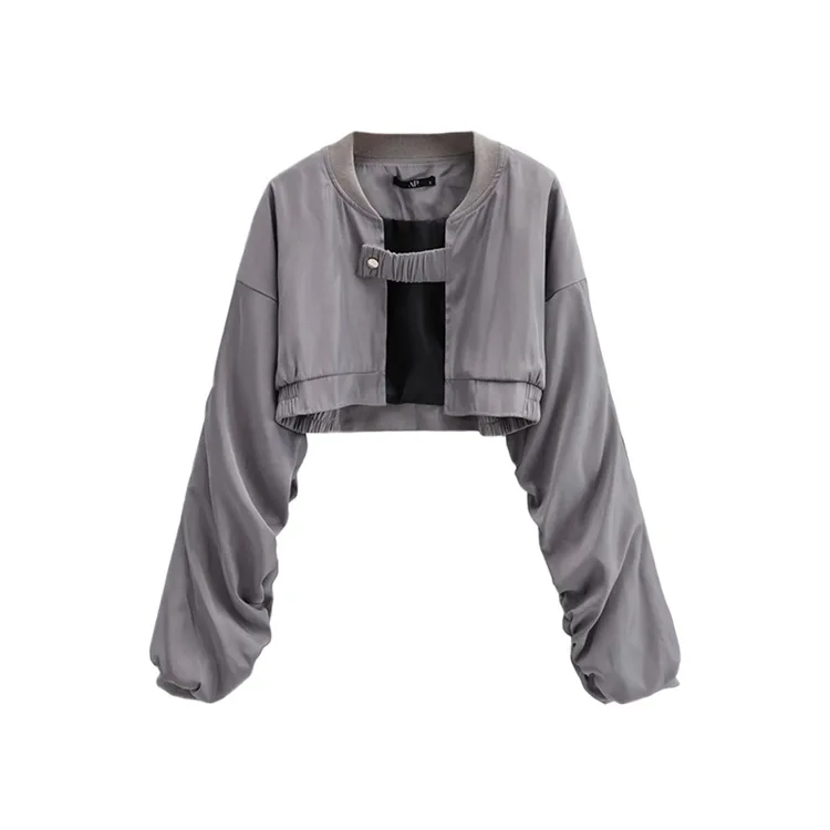 

Женский свободный кардиган с длинными рукавами в американском стиле, плиссированный дизайн, супер короткая куртка, пальто, уличная мода для девочек