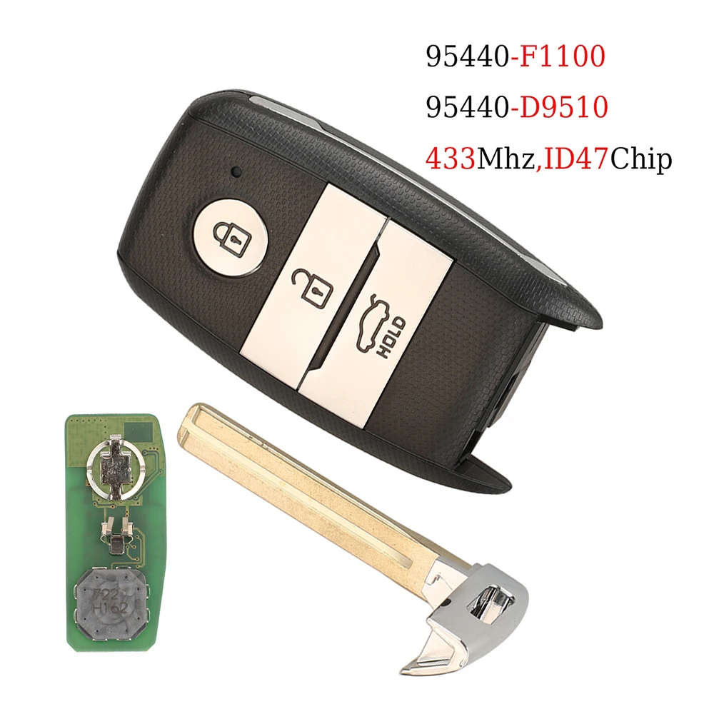 

jingyuqin New Remote 3Buttons Car Key 433Mhz ID47 Chip For Kia Sportage 2019 95440-D9510 95440-F1100 Smart