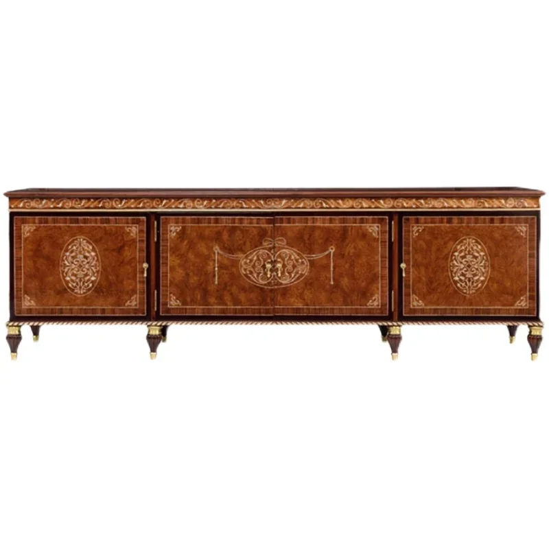

British Solid Wood TV Cabinet Mahogany Inlaid