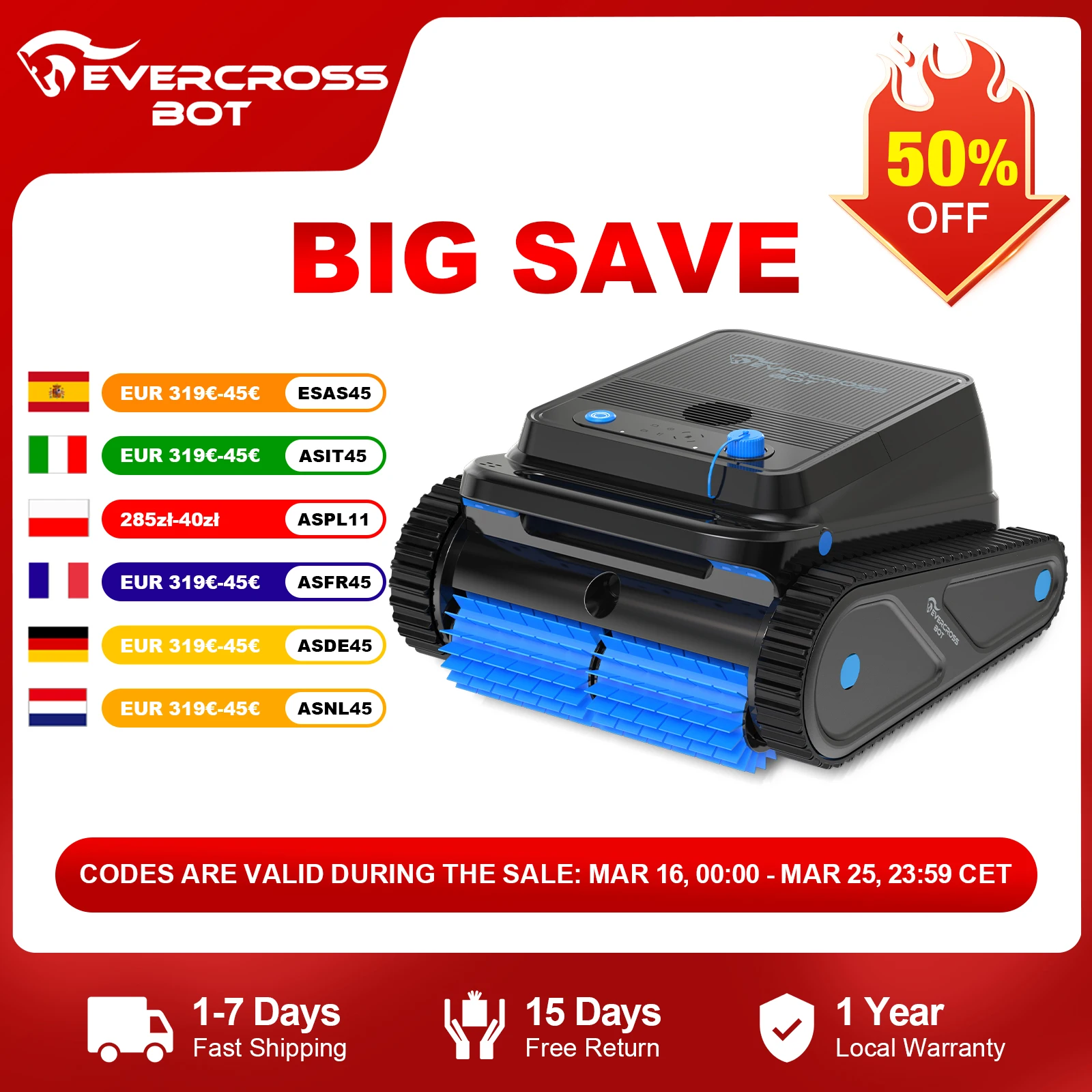 EVERCROSS BOT-Nettoyeur de piscine robotique U8, autonomie de 120 min, surface de livre de 200 m², navigation intelligente, fonction d'auto-stationnement