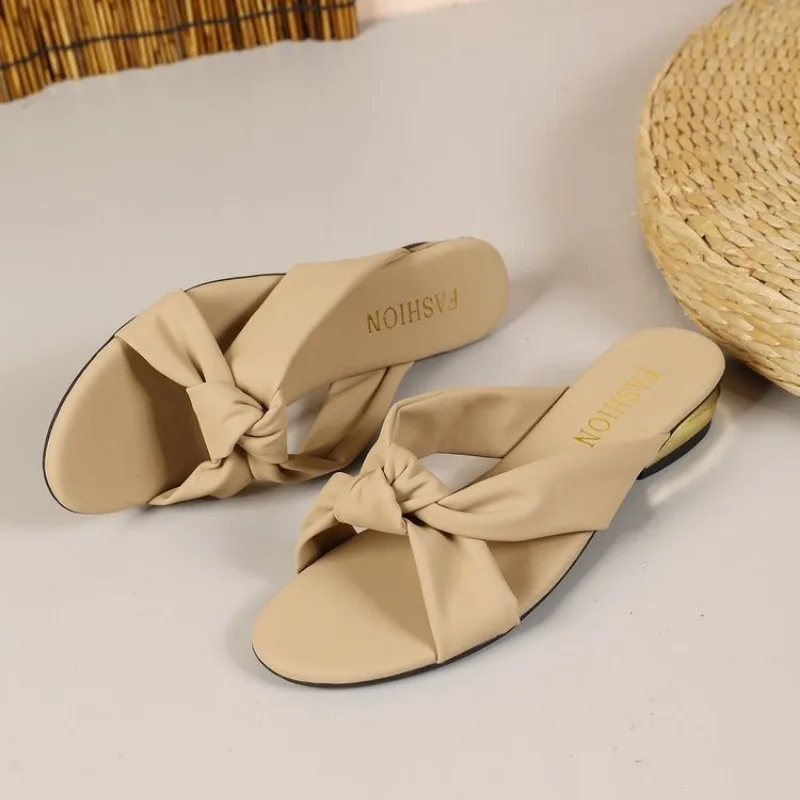 

Fashion High-Heeled Sandals Womens 2025 Summer New Open-Toed Low-Heeled Casual Sandals Bow Fairy Wedge-Heeled Sandals Female