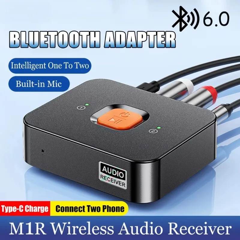 Bluetooth 5.4 Audio Receiver, 3.5mm AUX RCA Wireless Adapter with Built-in Mic for Home Speakers Amplifier Stereo Music