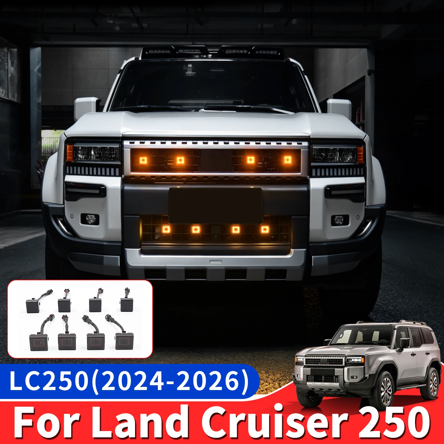 

For 2024-2026 Toyota Land Cruiser 250 Prado LC250 J250 Front Grille Yellow Light Upgrade and Modification Accessories