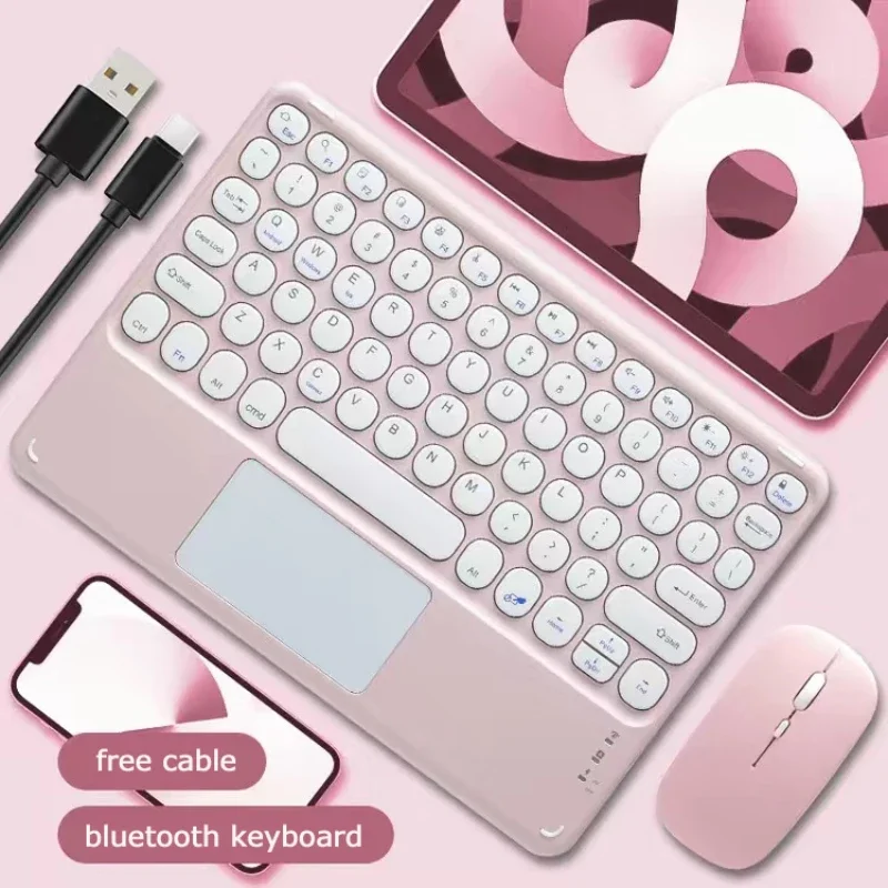 

Tablet Keyboard with Trackpad 10 inch Laptop Wireless Rechargeable Keyboard Bluetooth-compatible Magnetic Keyboards Mouse