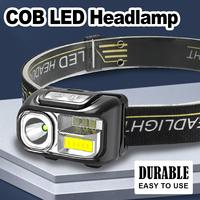 Rechargeable 5 Modes Led Cob Headlamp Motion Sensor Night Hiking Warning Multi-function Strong Light Flashlight Outdoor Portable
