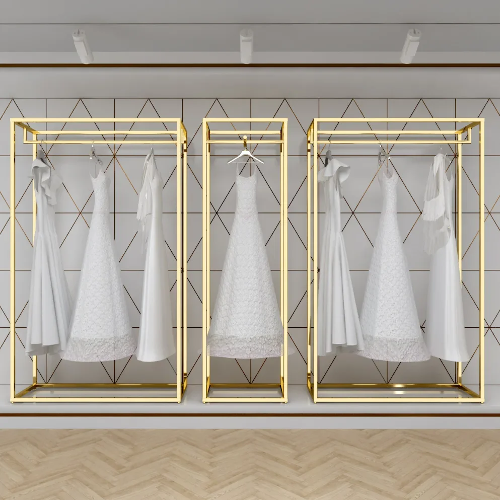Wedding dress display rack floor-standing shelf gold special photo studio dress shelf wrought iron fashion wedding dress shop ha