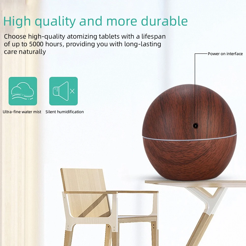 Compact 130ml Travel Humidifier, USB Charging, Ambient Glow, /Car/Office