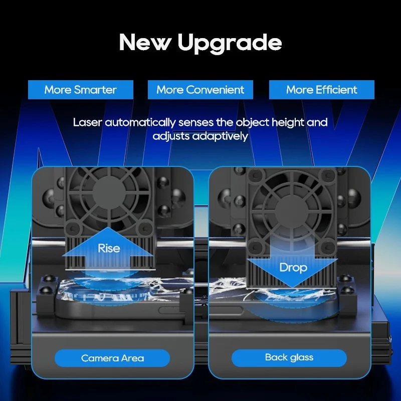 Máquina láser Xwitzeal® V8 10W para reparación de la parte trasera de cristal y la cámara del iPhone, eliminación automática de pegamento con moldes de hierro (series 8-16), rotura de bolígrafos y filtros de aire