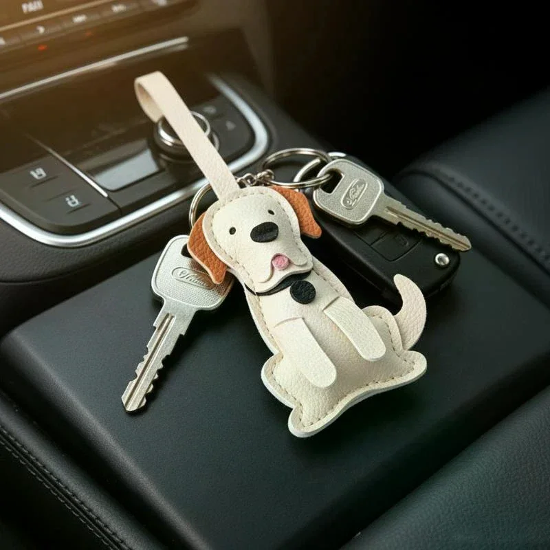Cute PU Leather Puppy Bag Charms Cartoon Design Soft Texture For Backpack Key Dog Lovers Gifts