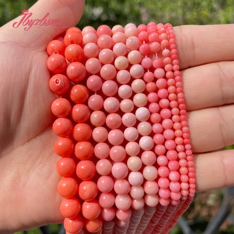 2/3/4/6/7/8mm Natural Pink Coral Smooth Round Bead Loose Stone Beads For DIY Necklace Bracelets Jewelry Making 15\