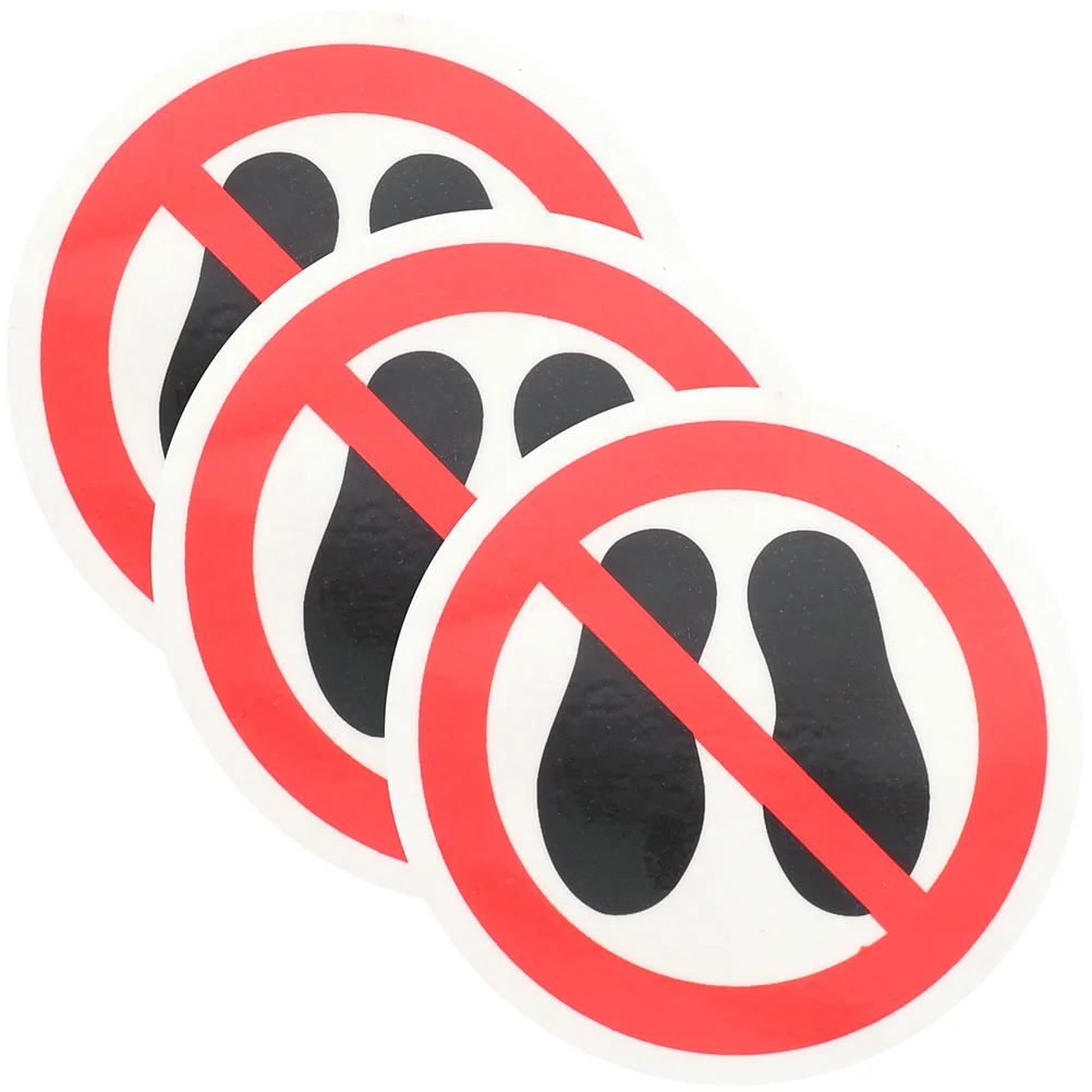 3 Pcs Do Not Step on Stickers Taggies Applied Warning Label Stepping Surface Touch The Circle Here Sign