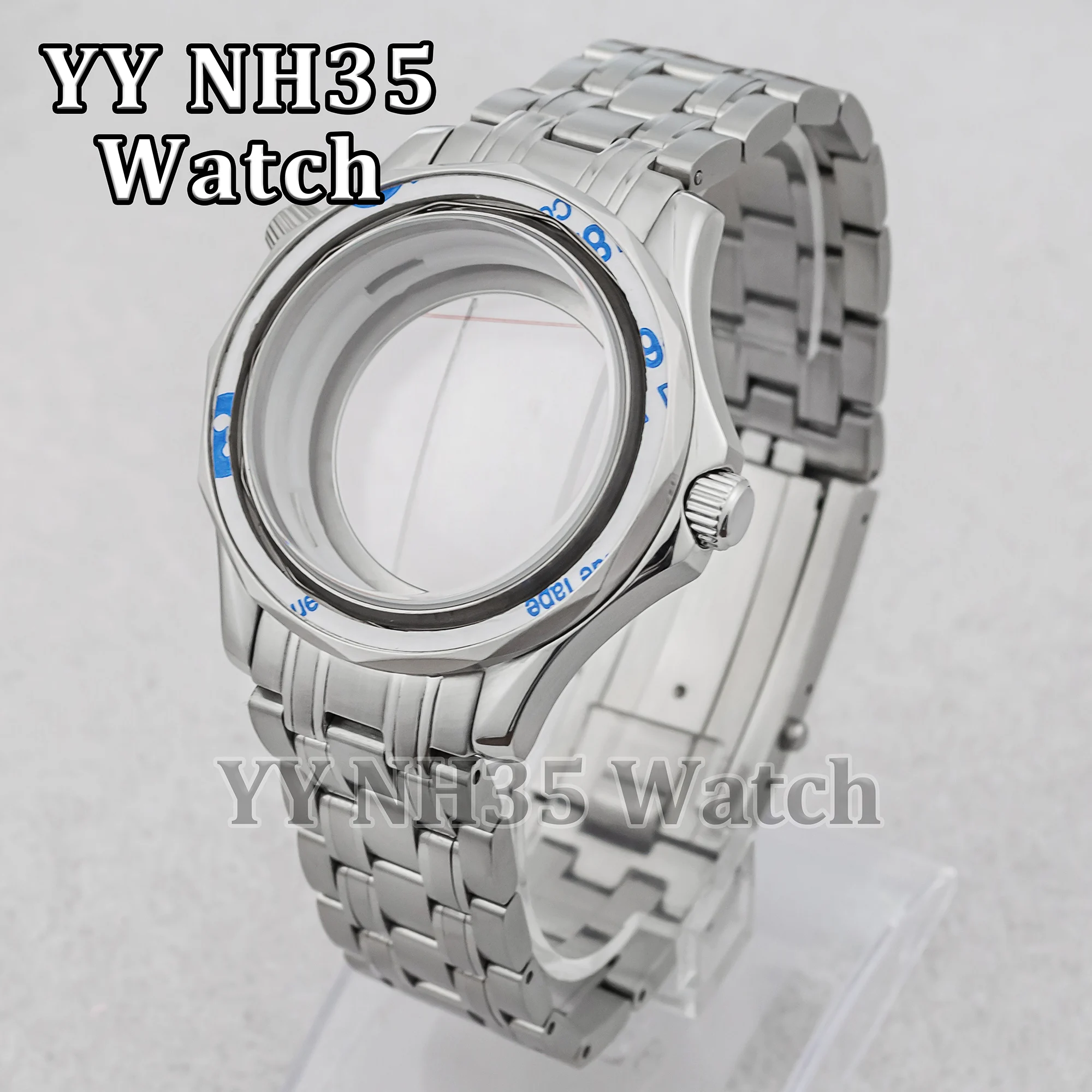 

41mm NH35 Case for Seamaster 300 Water Resistant Stainless Steel Watch Case Strap fit NH35/36 Automatic Movement Watch Mod Parts