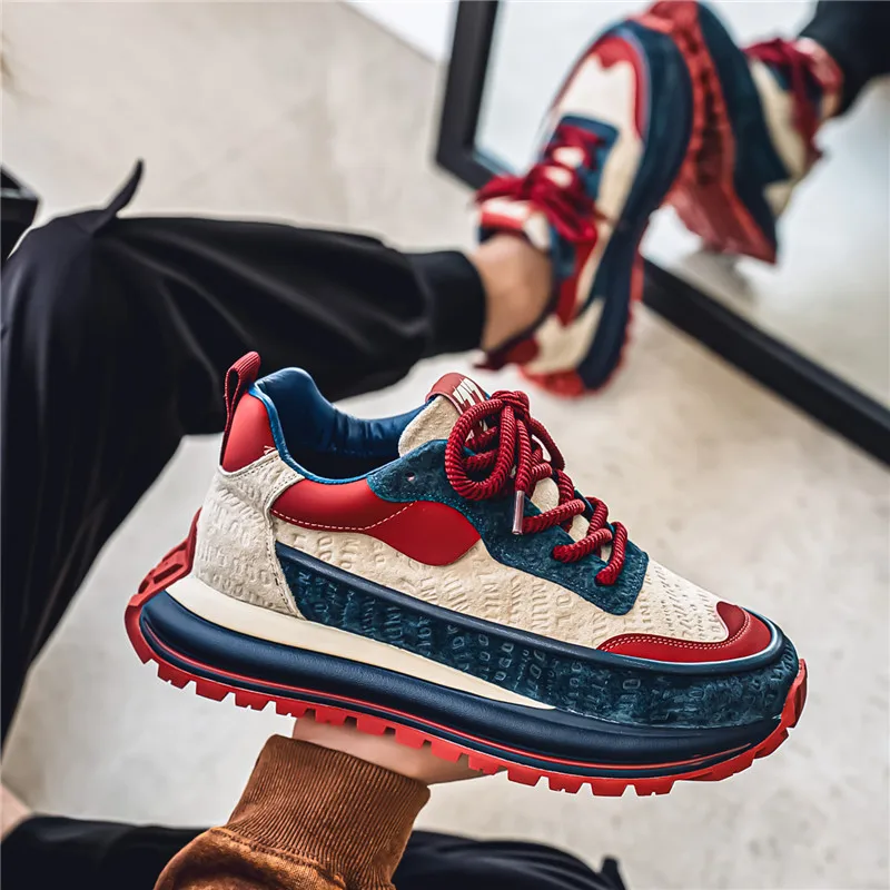 Thick Sole Men Chunky Sneakers Outdoor Wear-resistant Male Trends 2025 New Mens Casual Shoes Fashion Comfort Anti Slip Vulcanize
