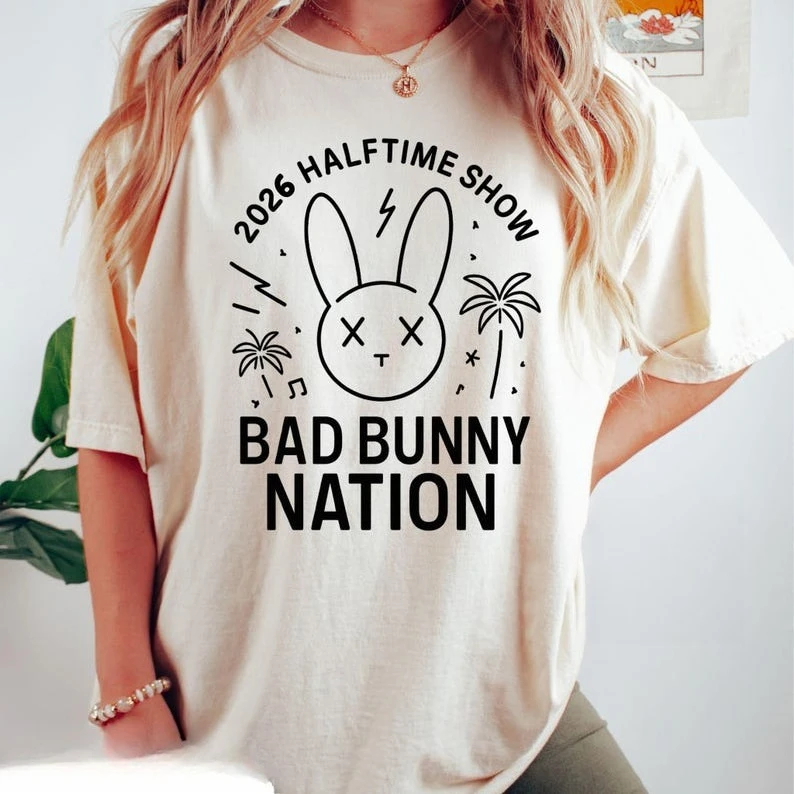 

2026 BAD BUNNY NATION Graphic T Shirts Graphic Graphic Women's Trend Leisure Lovely Fans Tee Regular Short Sleeve Cotton Tops
