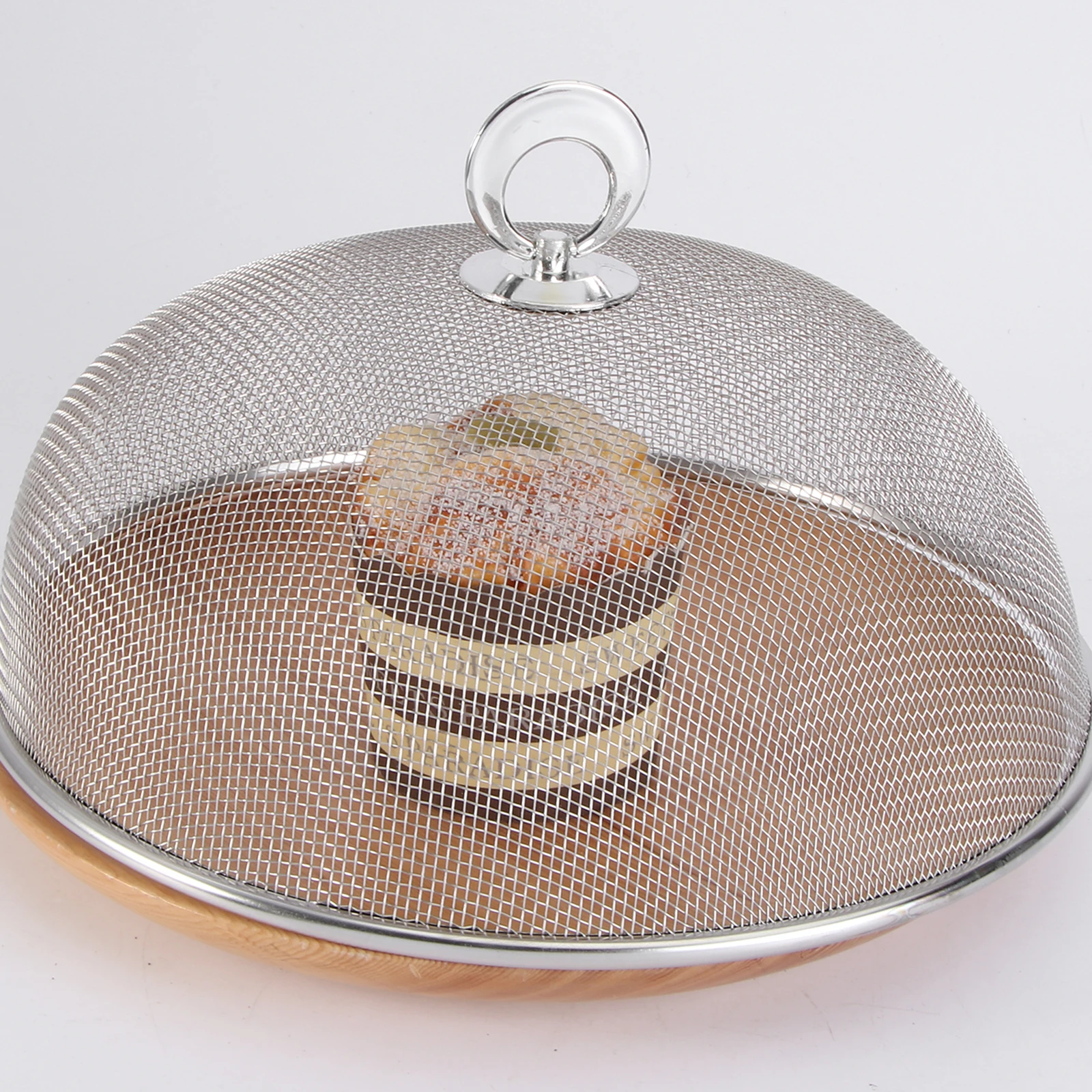 

1pc Stainless Steel Food Cover Foldable Mosquito Proof Food Protector For Bbq Camping Picnic Home Use Silver 24Cm