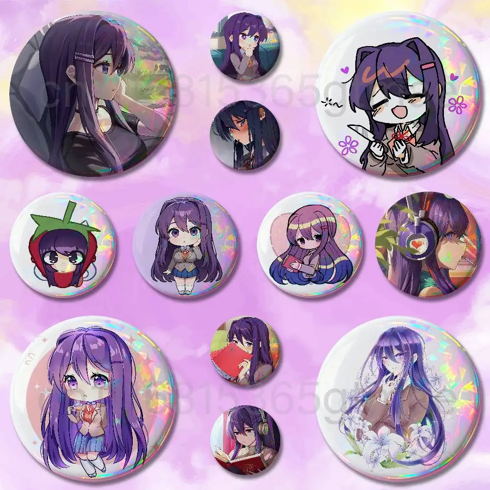 Y-Yuri Yandere Girl Enamel Pin Tinplate Round Brooch Cosplay Nijigen Otaku Culture Badges 58mm 44mm 32mm 75mm 25mm
