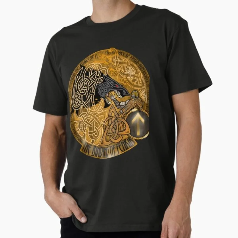 

The Binding of Fenrir Retro Viking wolf Gift t shirt Son Of Odin Norse Mythology Valhalla Graphic Clothes All size tops S-6XL