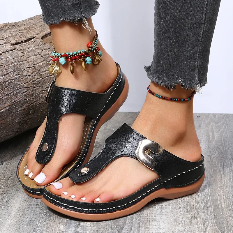 2024 New Women Slippers Summer Ladies Flip-flops Wedges Open Toe Platform Sandals Holiday Casual Slip on Beach Shoes for Women