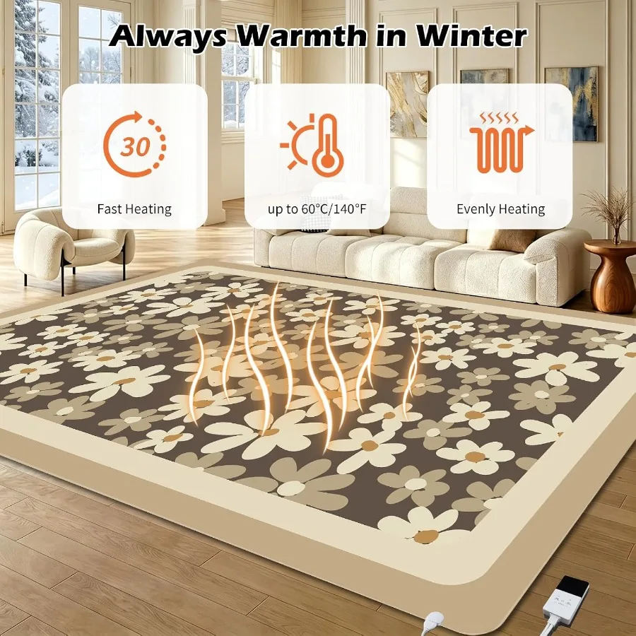 Soft Plush Electric Heated Rug, Heating Rug 4.6x6.6 Feet