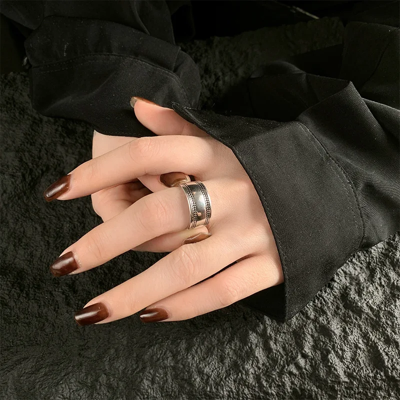 New Atmsphere Leaf 925 Sterling Silver Jewelry Personality Middle Mooth Leaves European Style Opening Rings  R208