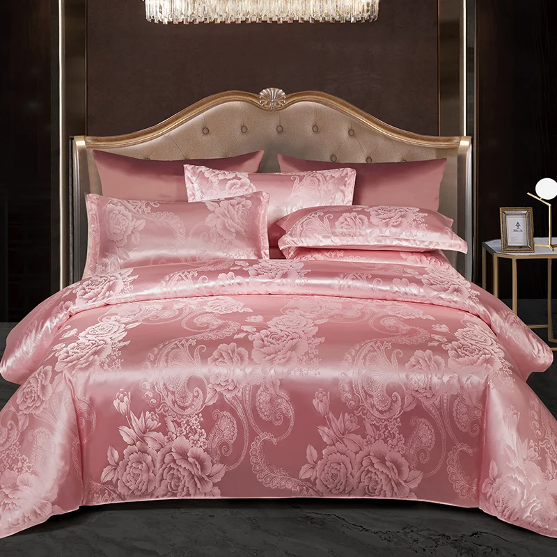 New 3pcs Duvet Cover and Pillow case Set No Filling European Light Luxury Jacquard Woven Polyanthous Type Family bedroom Bedding