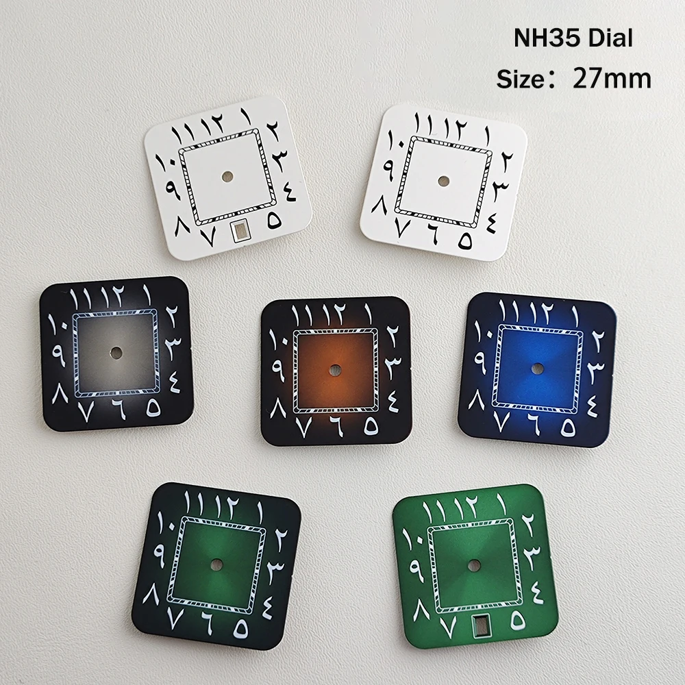 

NH35 watch dial men's watch square 27mm Arabic numeral dial custom logo suitable for NH35 movement watch accessories