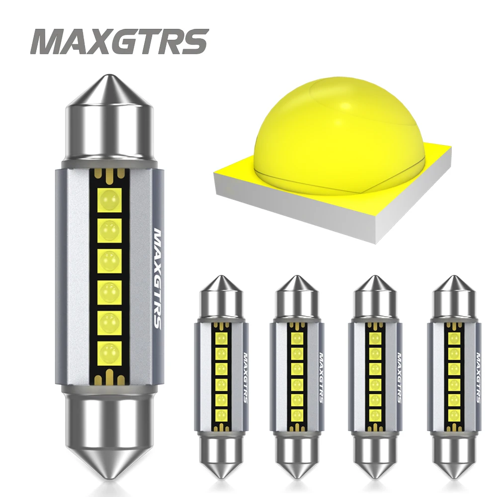 

5Pcs MAXGTRS LED C5W C10W 39mm 41mm 42mm LED Festoon Canbus Error Free 6500K White Car Interior Light Reading Dome Trunk Lamp 12