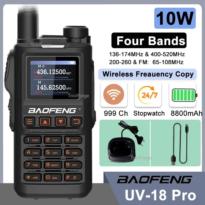 Baofeng UV18 Pro 10W High Power Walkie Talkie Type C Dual Band UHF VHF Long Range UV18i UV18L UV18H UV-G28 FM Ham Two Way Radio