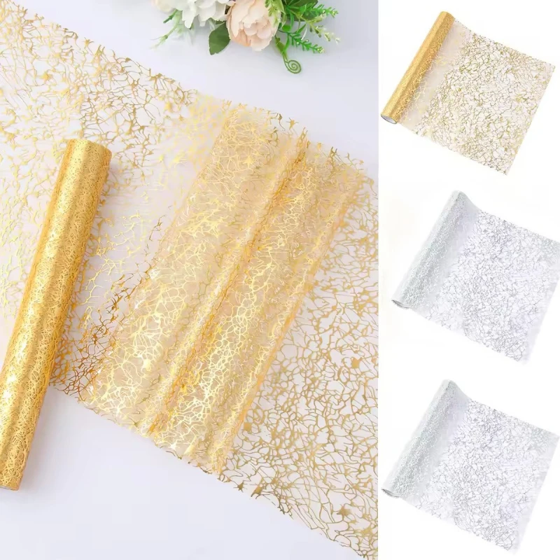 1/2PCS Gold/Silver Runner Metallic Glitter Table Cloths Runner Metallic Roll Rectangle for Birthday Wedding Home Table Decor