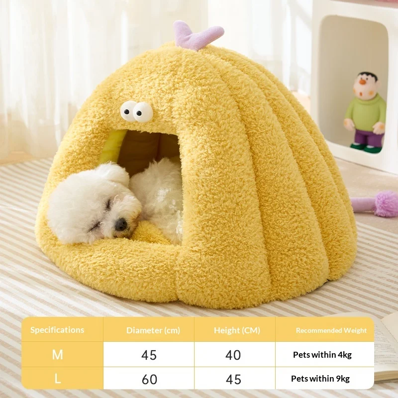 سرير كهف شتوي دافئ للقطط شبه مغلق سرير قطط دافئ مريح من القطيفة مع وسادة شيربا قابلة للإزالة قاعدة مقاومة للماء #5