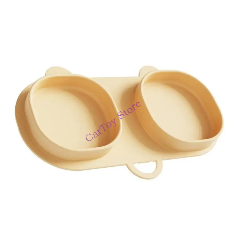 طبق طعام للأطفال مصنوع من السيليكون المقاوم للحرارة ومقصورة مزدوجة لتغذية الرضع #2