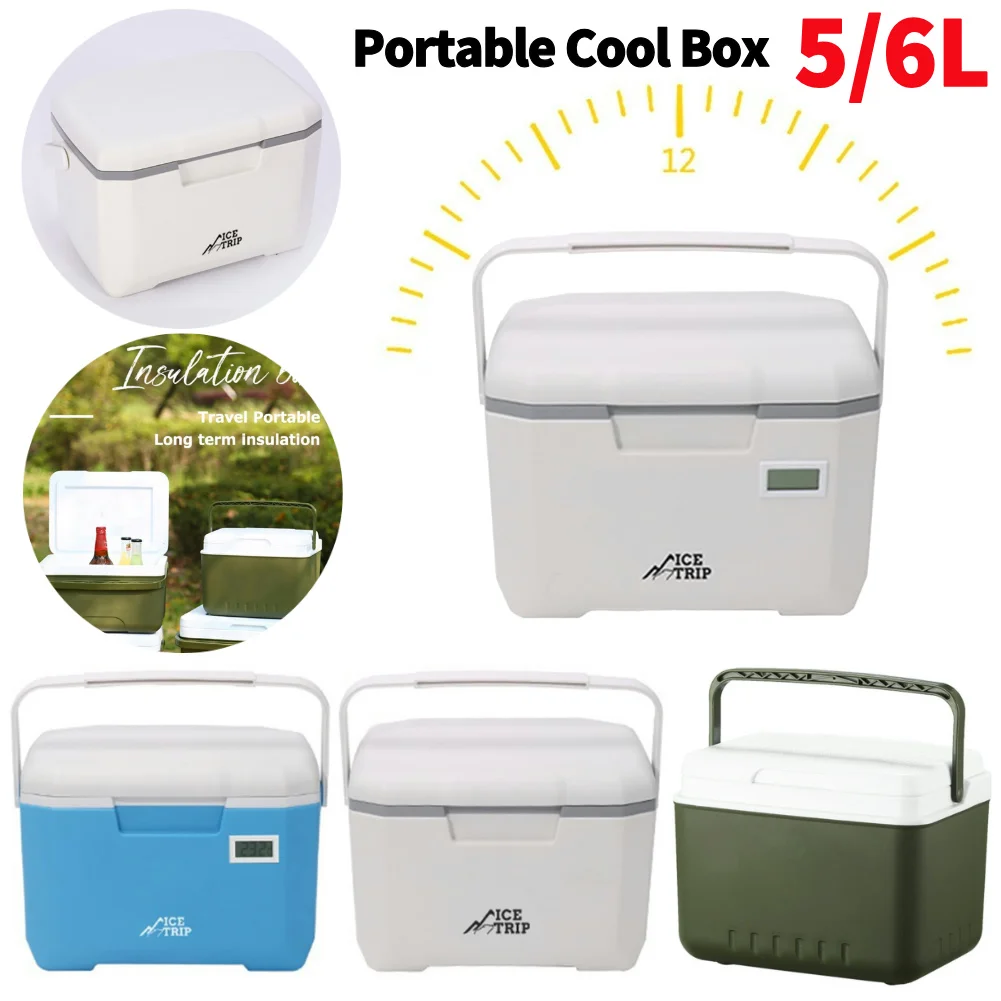 5/6L Portable Cool Box Large Capacity Insulated Freezer Multifunction Insulated Portable Cooler Long-Lasting for Fresh-Keeping 