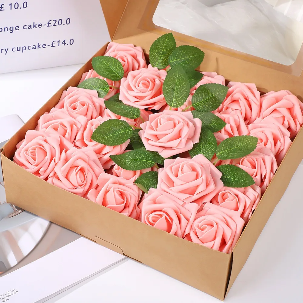 25 Stück künstliche Rosenblumen aus Schaumstoff, künstliche Blumen für Valentinstag, DIY-Geschenke, Ornament, Hochzeit, Heirat, Dekoration, Heimdekoration – Detail 11