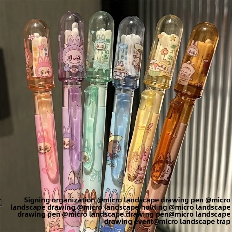 

12 Pcs Micro Landscape Signature Pen Press Erasable Blue Gel Pens Grinding Music Ins Wind High Value Girl Heart 0.5mm