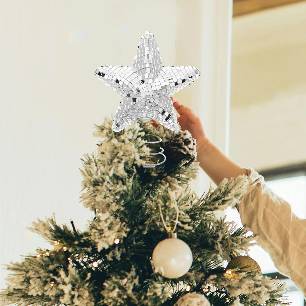 

Reflective Tree Topper 3D Mirror Glass Star 20cm Xmas Party Decoration Retro 70s Christmas Final 3D Christmas