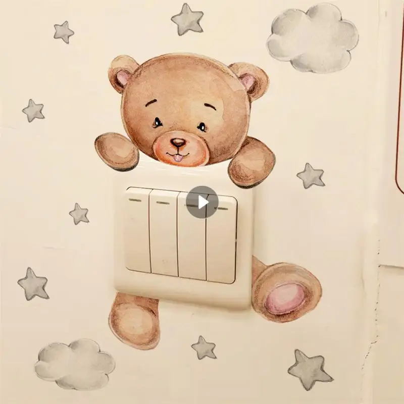 Sticker Durable Pvc Material Easy Removal Lovable Boys And Bedroom Wall Sticker Ornament Bear Wall Sticker Wallpaper