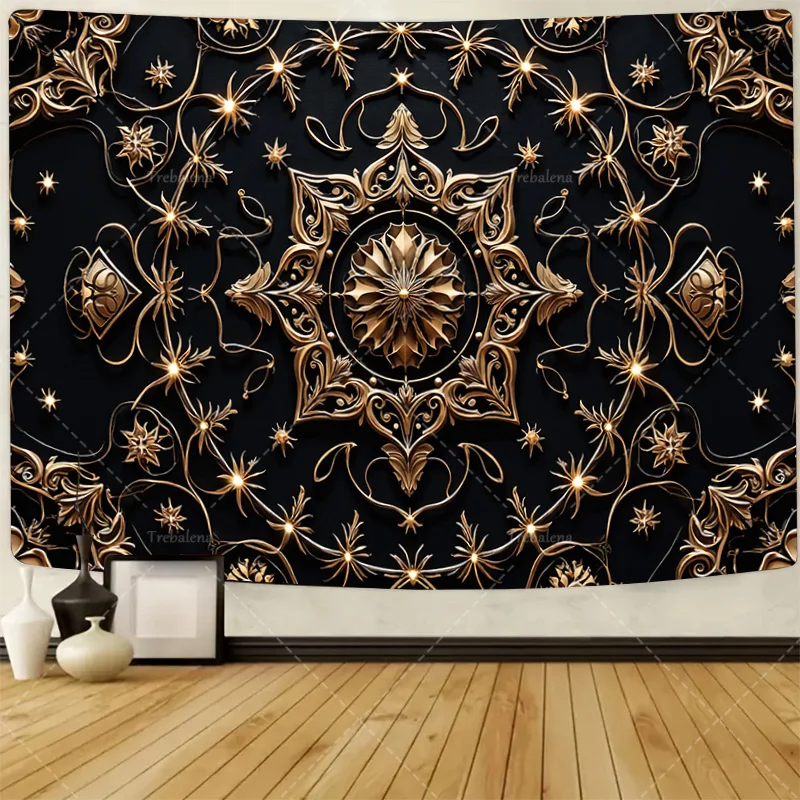 

1 шт. настенный гобелен элегантный золотой цветочный гобелен для декора гостиной в стиле бохо
