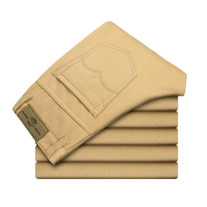 HongXinJie Chinos para hombre, pantalones de algodón de talla grande, pantalones largos informales para hombre, ropa de calle cómoda y transpirable