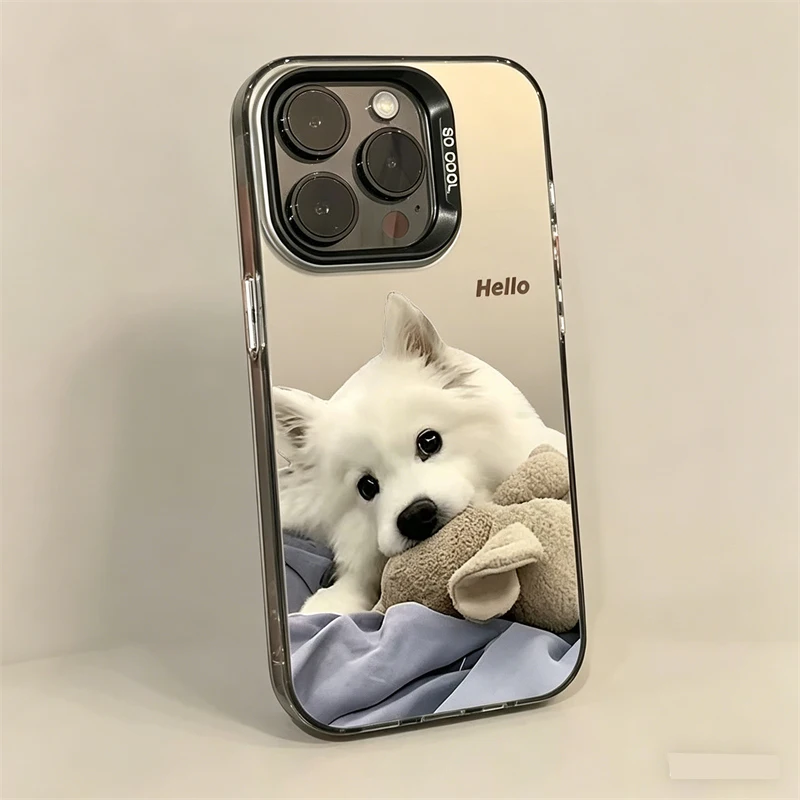 Милый чехол для телефона с изображением самоеда и хаски для Apple iPhone 17 Pro Max, чехол для iPhone 17e, 16, 15, 14, 13, 12, с эффектом напыления, задняя крышка-чехол