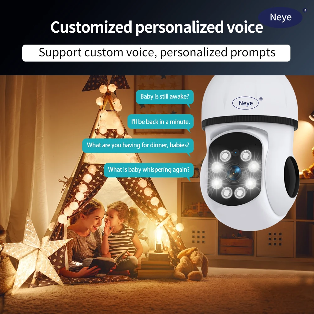 Imagem -05 - Neye-home Baby Security Câmera E27 Bulb Câmera Monitor Home Baby Áudio Bidirecional com Full Color Spotlight 8mp 4k Wi-fi