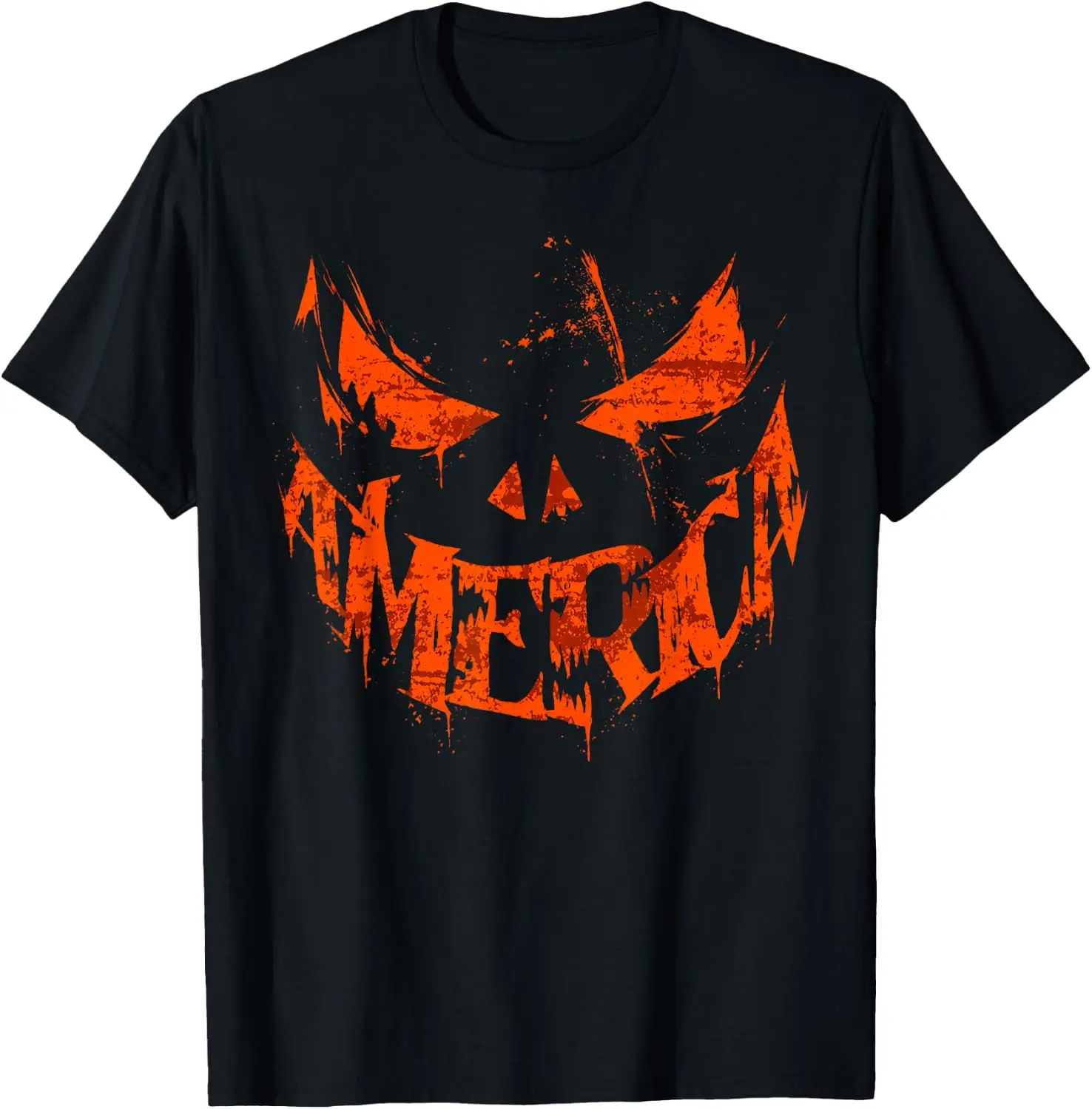 America Halloween Redux Patriotic USA Flag Pumpkin Spooky T-Shirt Premium heavyweight pure cotton—stylish, versatile, and unisex; a perfect Christmas gift suitable for year-round wear.