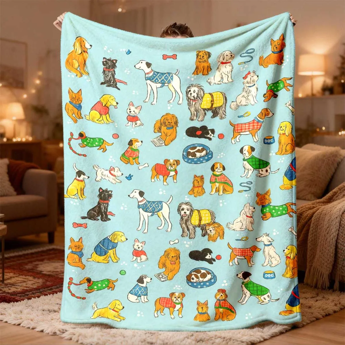 Dog Lover Gift Dog Dog Pattern Blanket Throw Blanket Pet Owner Present Cute Animals Decor Cozy Home Gift