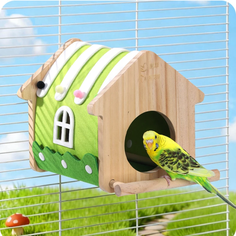 

Зимняя домашняя красочная фетровая деревянная коробка для попугаев, коробка для птичьего домика, коробка для разведения птиц, клетка для неразлучников, попугаев кореллы