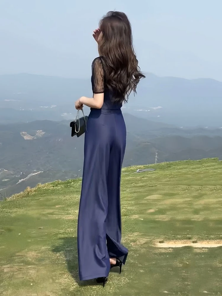 Pantaloni da donna a gamba larga Set da due pezzi Business Comodo estetico Corea Elegante stile coreano Pantaloni da donna completi di lusso formali