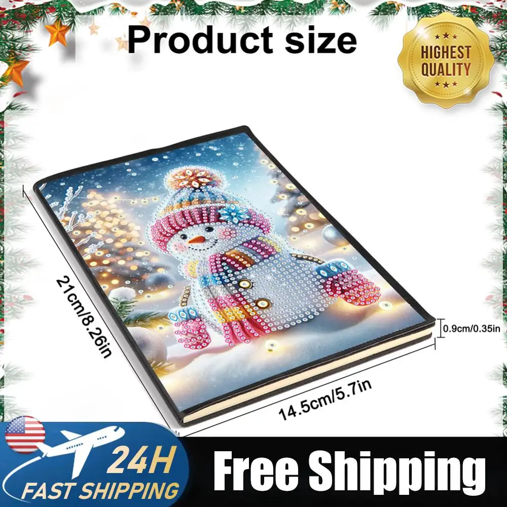 

Snowman A5 Size Diamond Painting Notebook Set with 4Pcs Bookmark Holiday Gift (B)