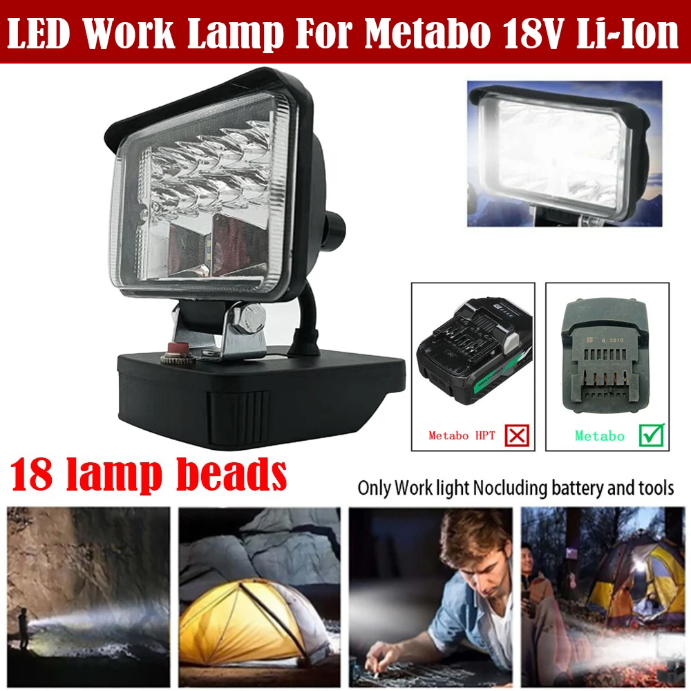 LED Work Lamps For Metabos 18V Li Ion Battery 625367000 625368000 321000480 BS18 LT SSD18 LT Lithium-ion Battery 30W Work Light